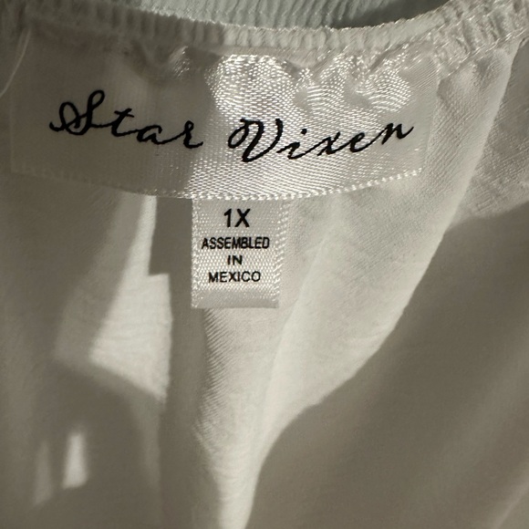 Star Vixen White Balloon Sleeve Top 1X - Picture 5 of 6